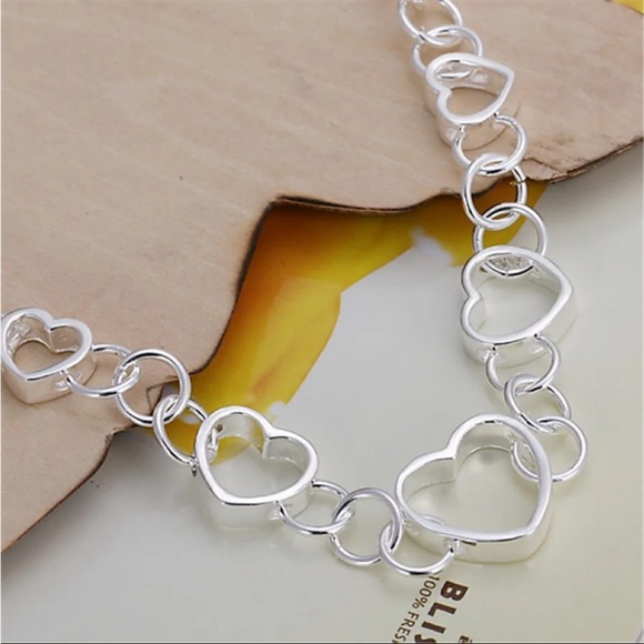 Sterling Silver Large Heart Bracelet - Picture 2 of 3